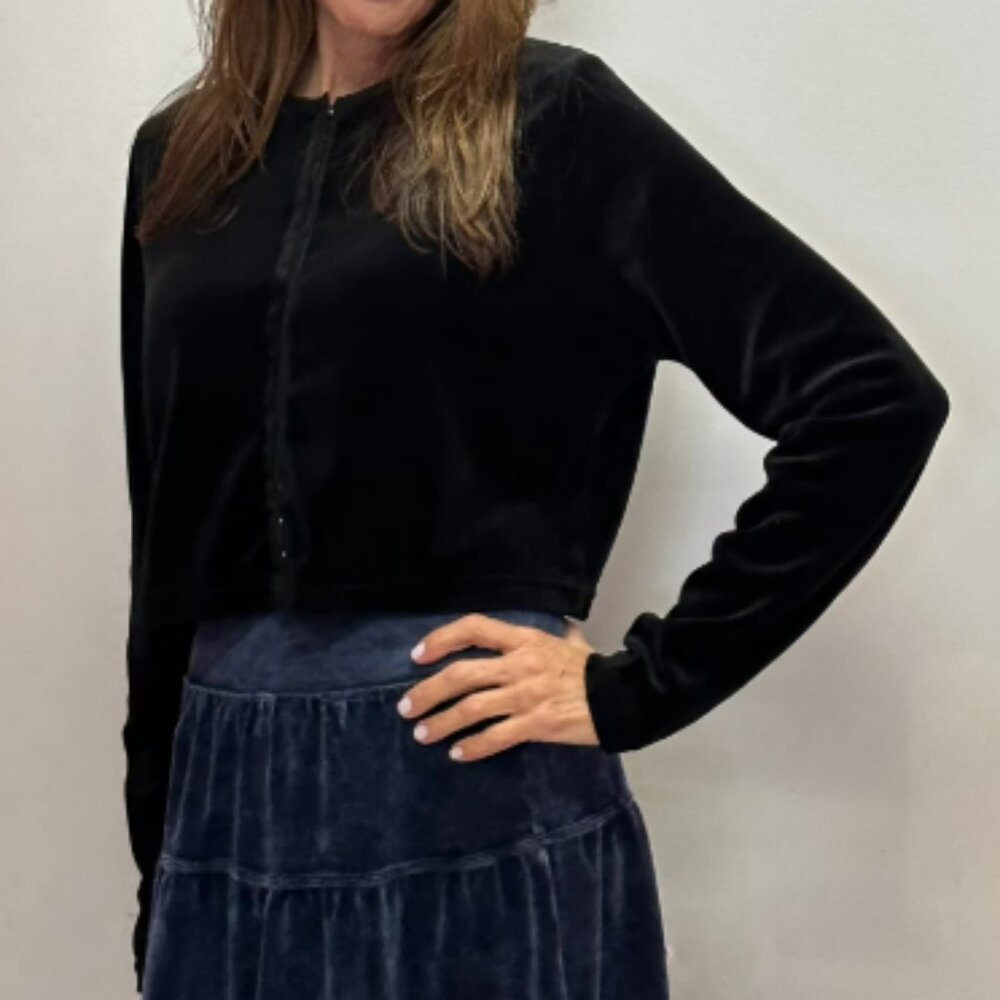 Hard Tail Velour Cropped Snaps Cardigan Good Condition